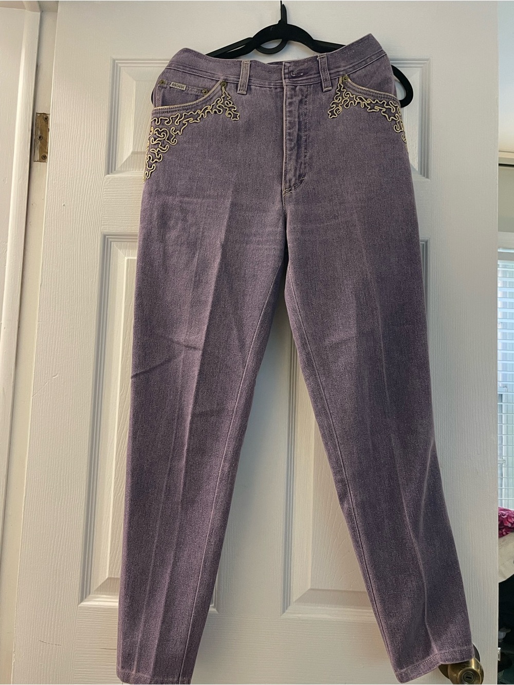 Vintage Escada Margaretha Ley Purple Embroidered Jeans Size 36